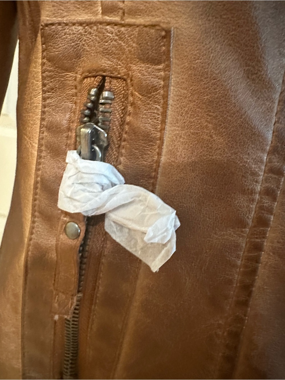Max Studio Brown Faux Leather Moto Jacket - Picture 6 of 7
